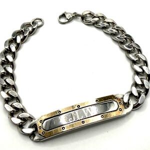 Vintage Dolan Bullock DB Sterling Silver Two Tone Men’s ID Bracelet 36.9g